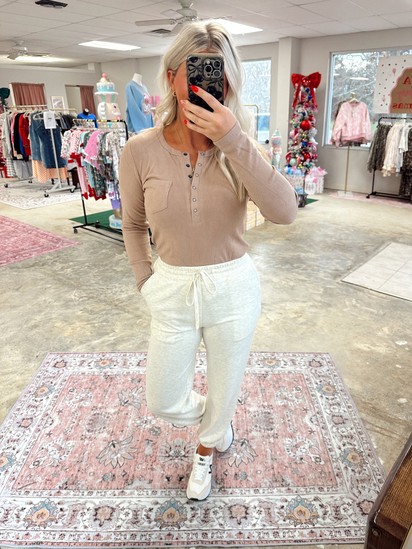 Ribbed Henley Long Sleeve