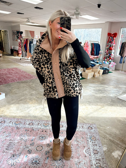 Leopard Button Down Vest