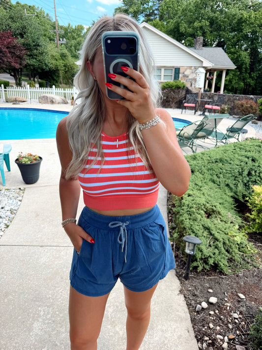Seamless Ribbed Striped Racerback