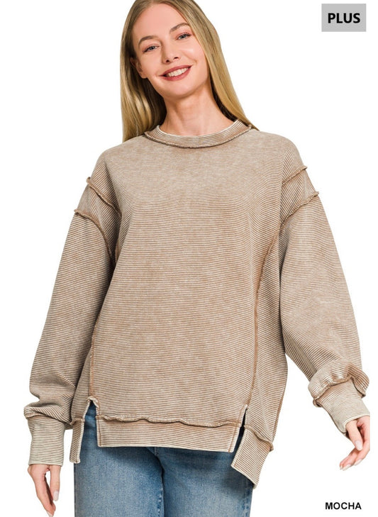 Plus Double Ribbed Mocha Pullover