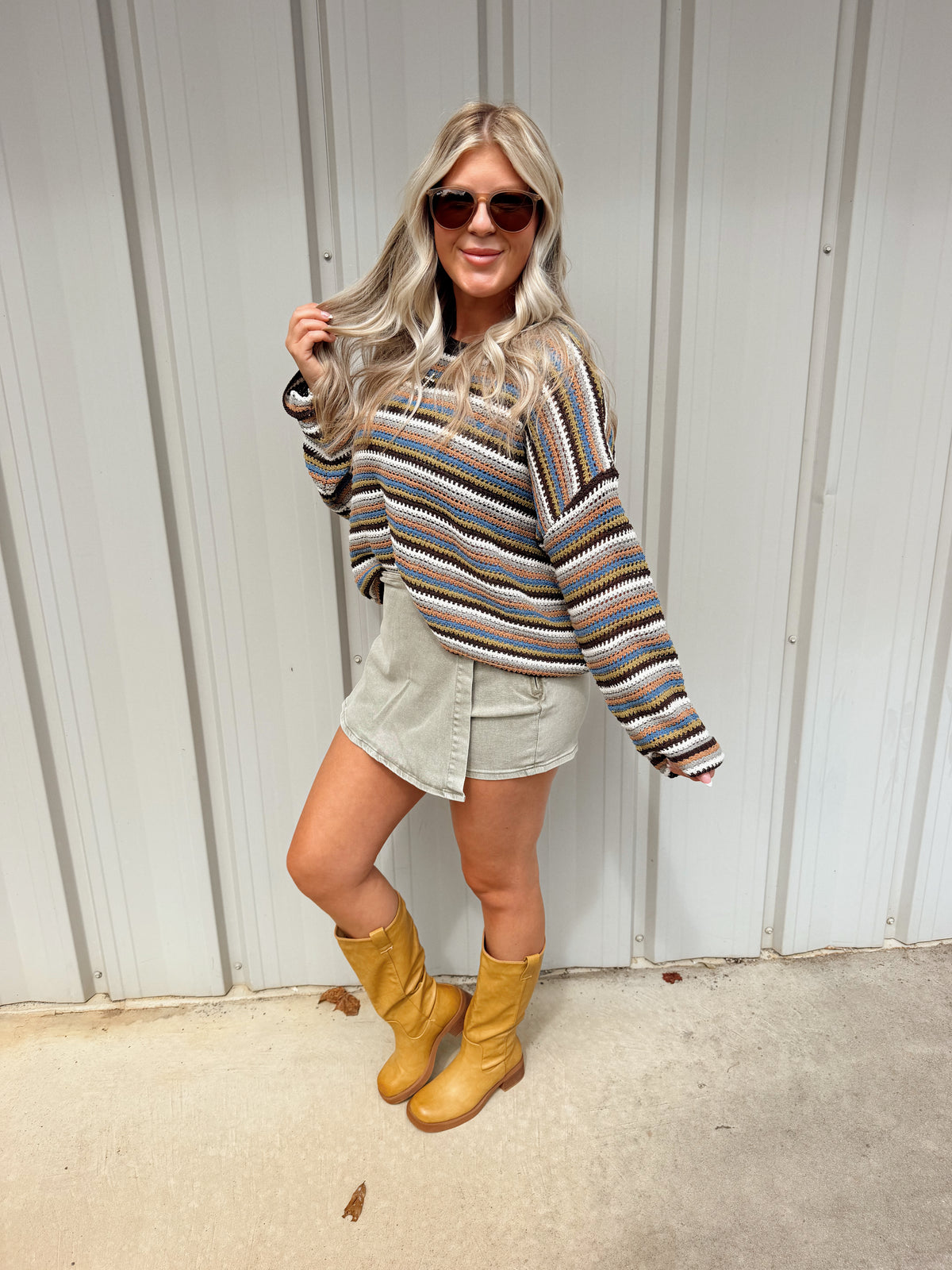 Striped Boat Neck Sweater