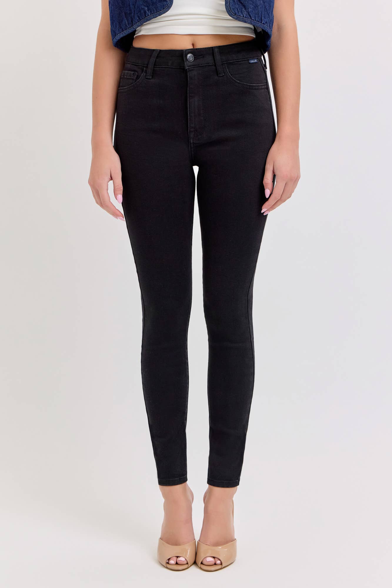 Black High Rise Ankle Skinny Jeans