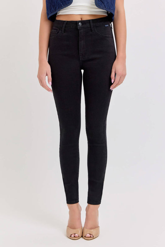 Black High Rise Ankle Skinny Jeans