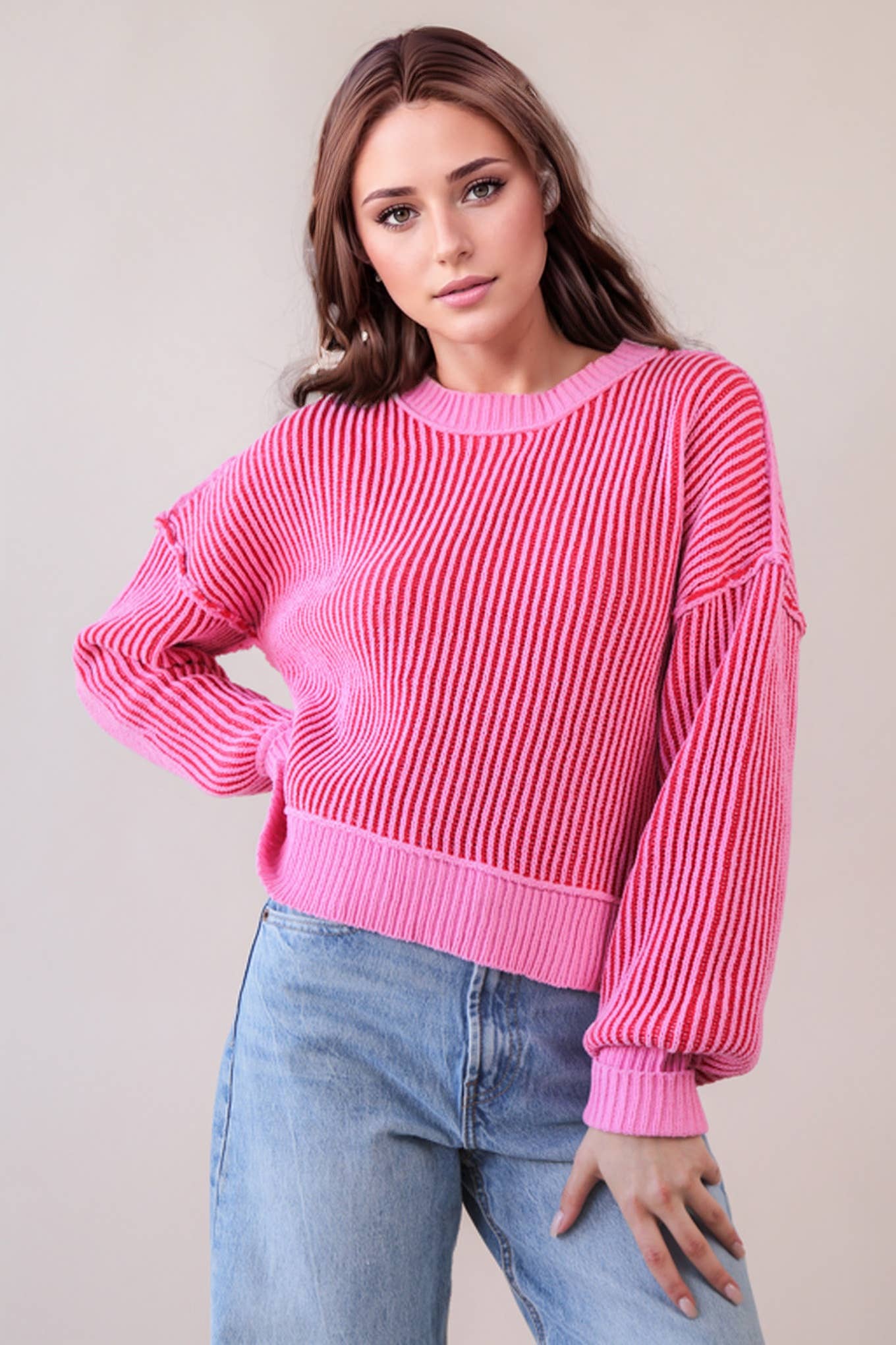 Two Tone Stripe Sweater