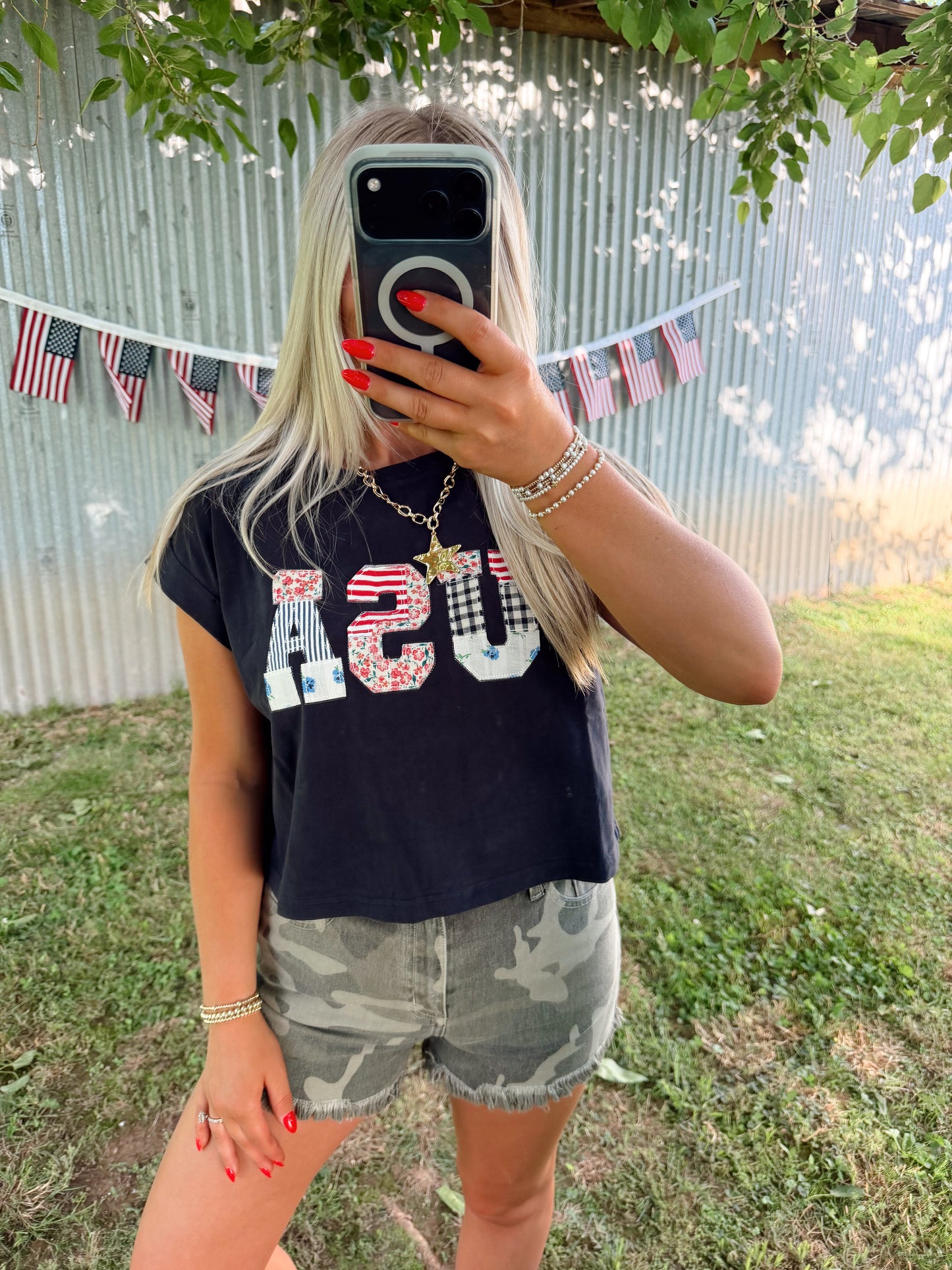 USA FLORAL PATCHWORK SHIRT