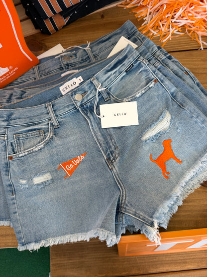TN embroidered denim shorts