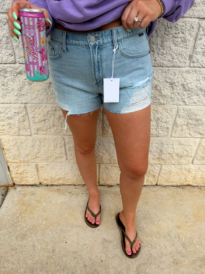 High Rise Light Wash Shorts