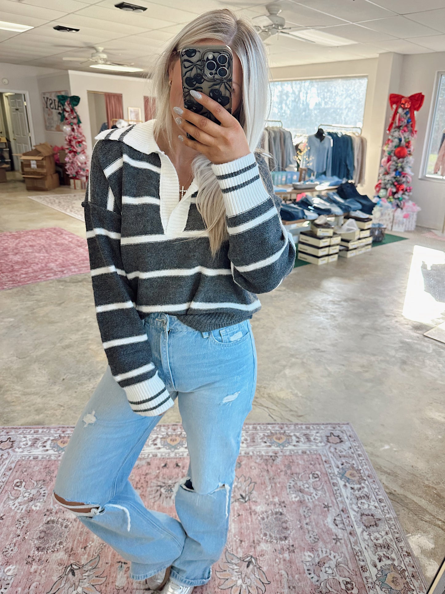 Collared Charcoal Sweater
