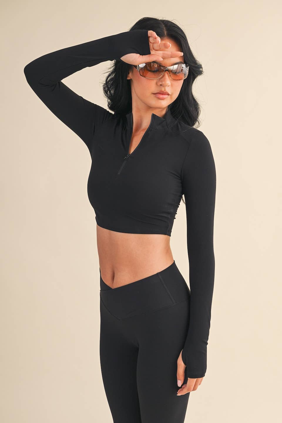 Performance Fitted Crop Pullover with Half Zip