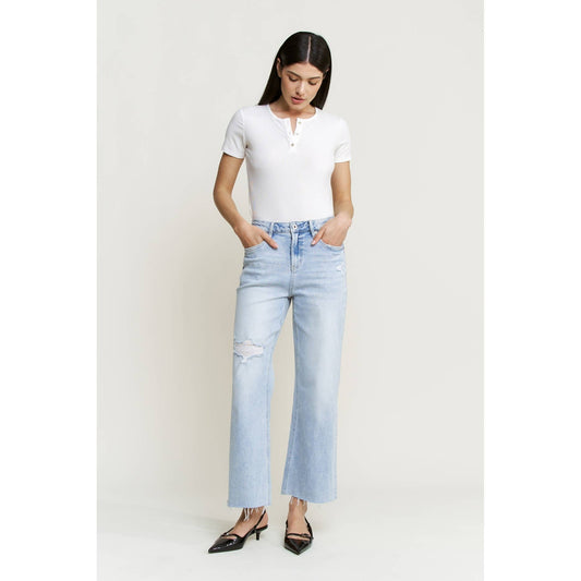 SUPER HIGH WIDE LEG WITH RAW HEM