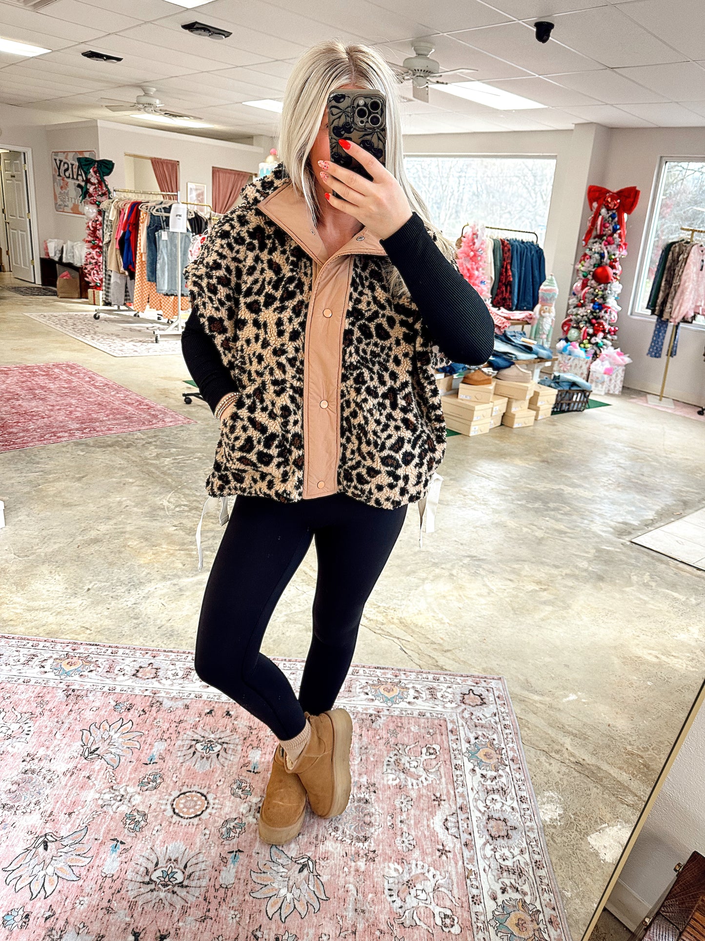 Leopard Button Down Vest