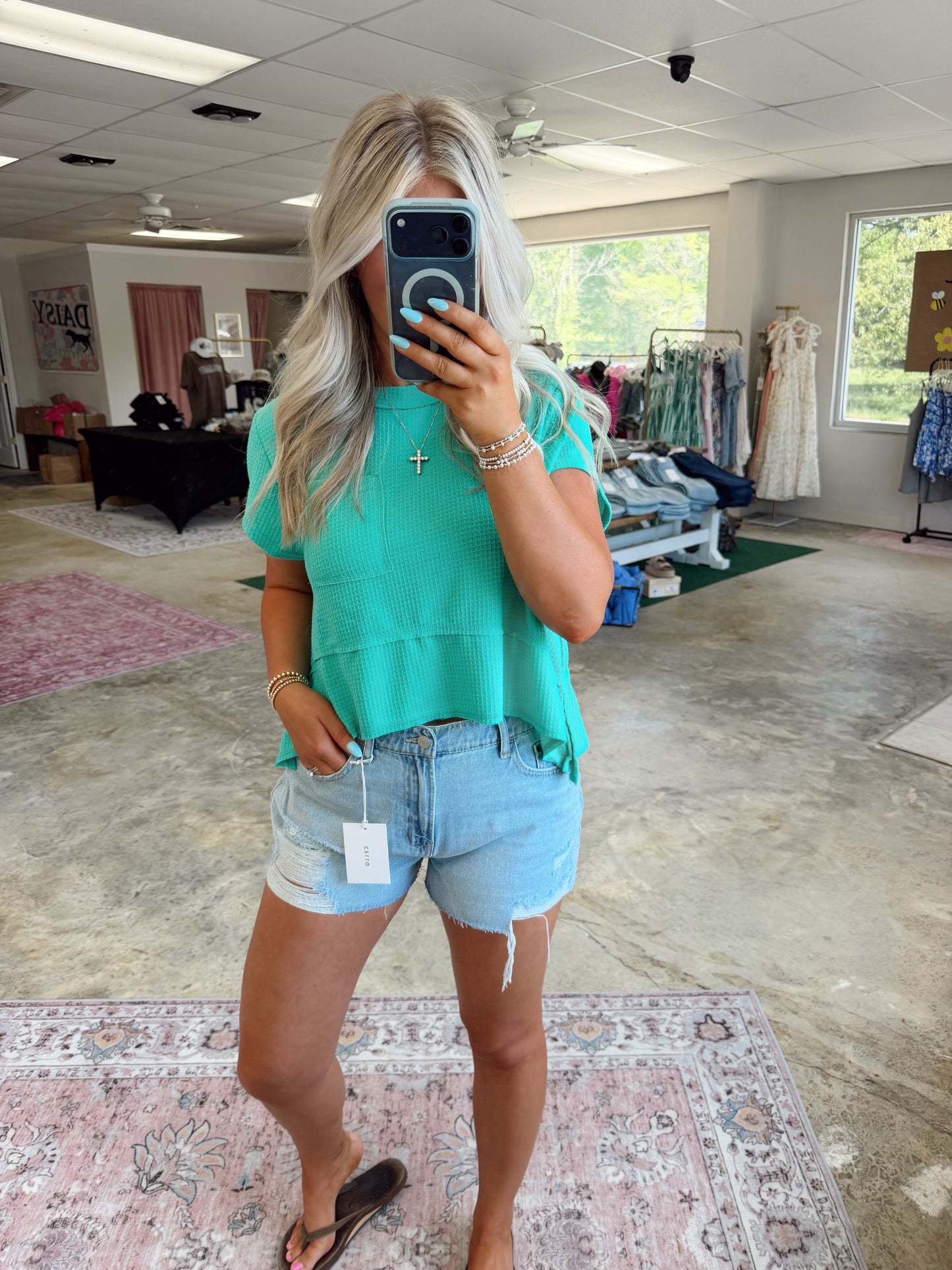 Plus Aqua Waffle Top