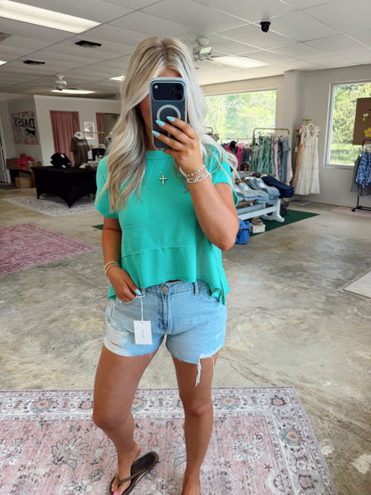 Plus Aqua Waffle Top