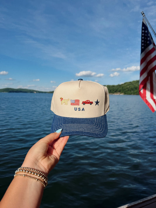USA Letter Icon Embroidered Hat