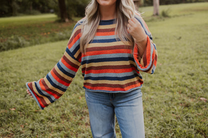 MULTICOLOR STRIPED SWEATER KNIT TOP