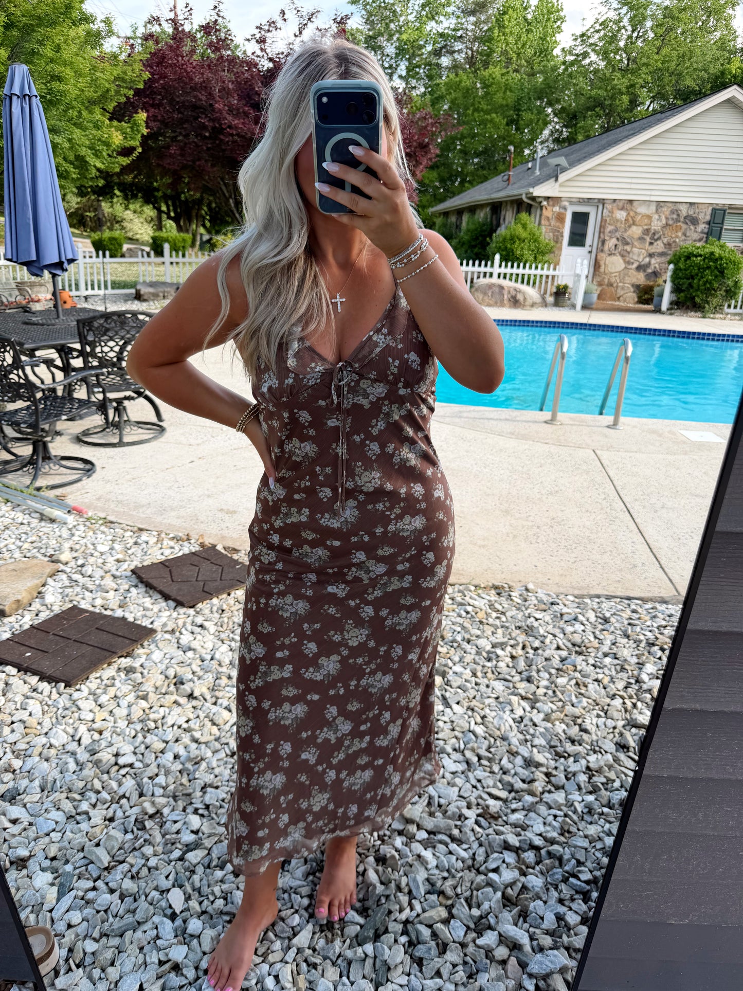 Cocoa Bloom Midi Dress
