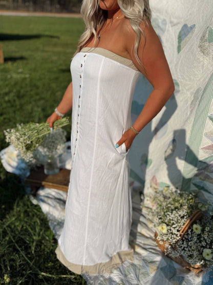 Country Linen Button Maxi