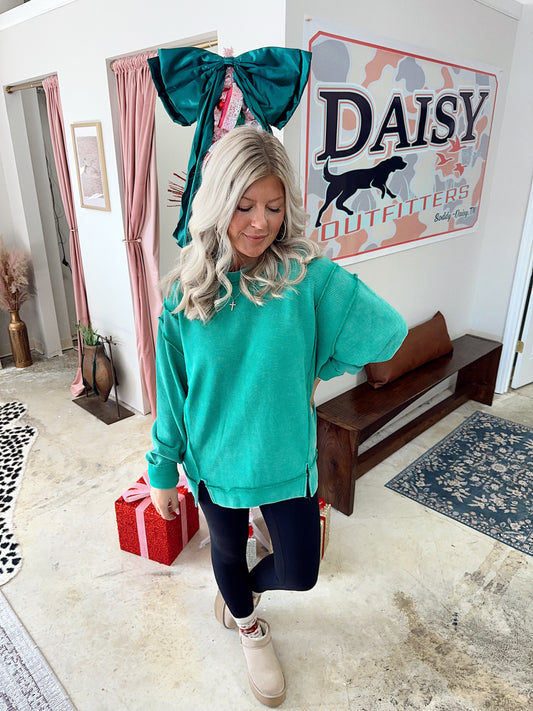 Double Ribbed Exposed Seam Pullover