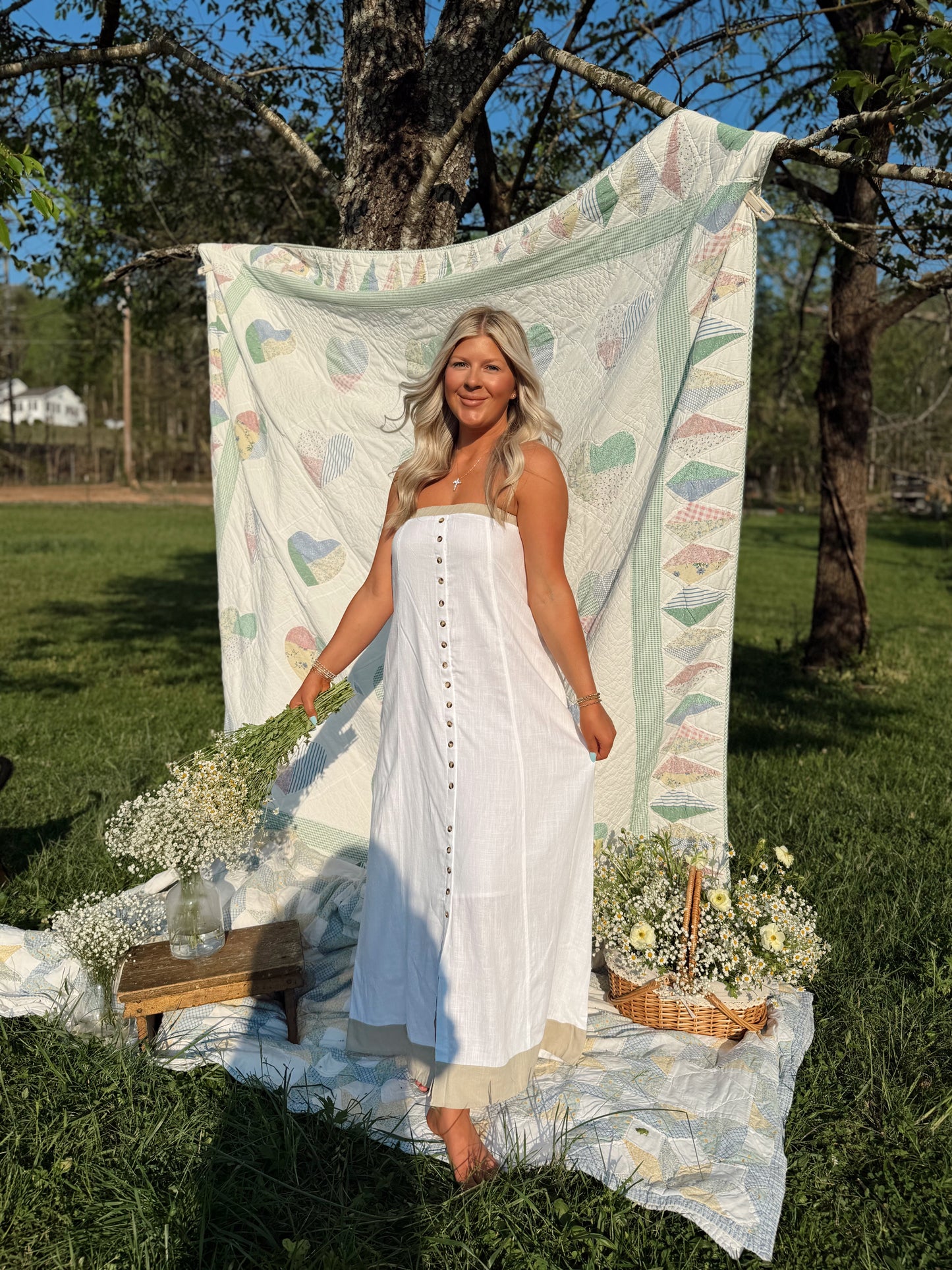 Country Linen Button Maxi