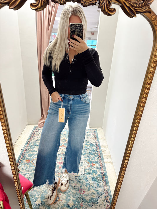High Rise Crop Wide Leg Jeans