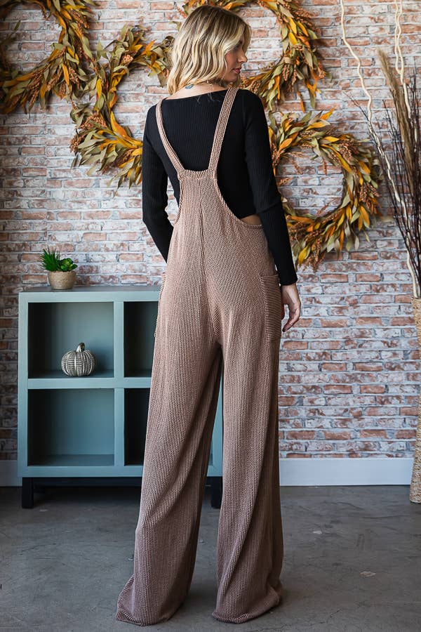 Chestnut Ribbed Overalls