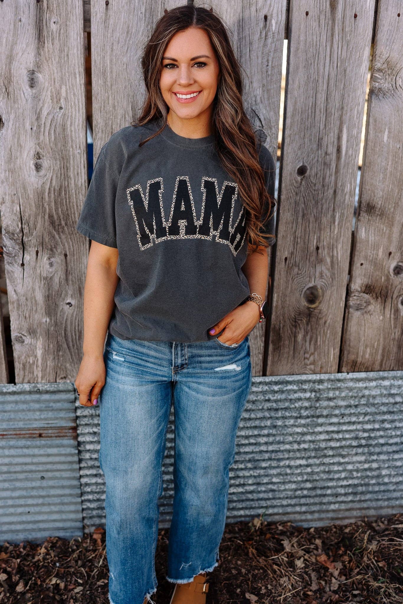 MAMA Black Leopard Tee