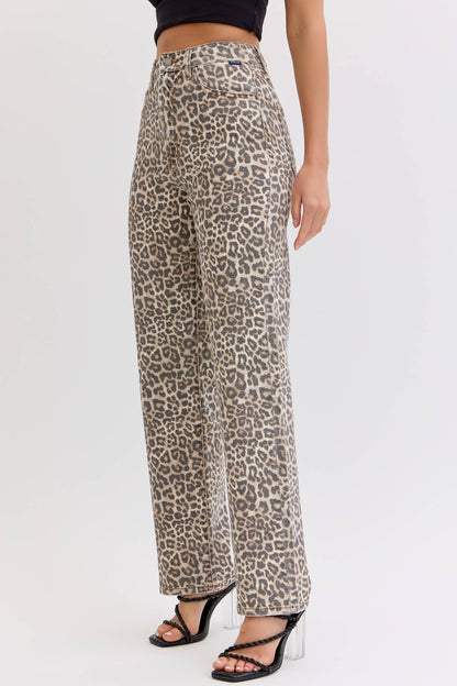 Leopard Super High Rise Dad Jean