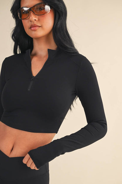 Performance Fitted Crop Pullover with Half Zip