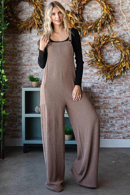 Chestnut Ribbed Overalls