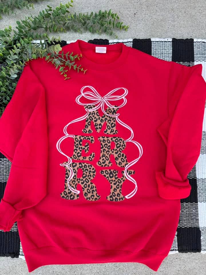 Merry Leopard Red Sweatshirt