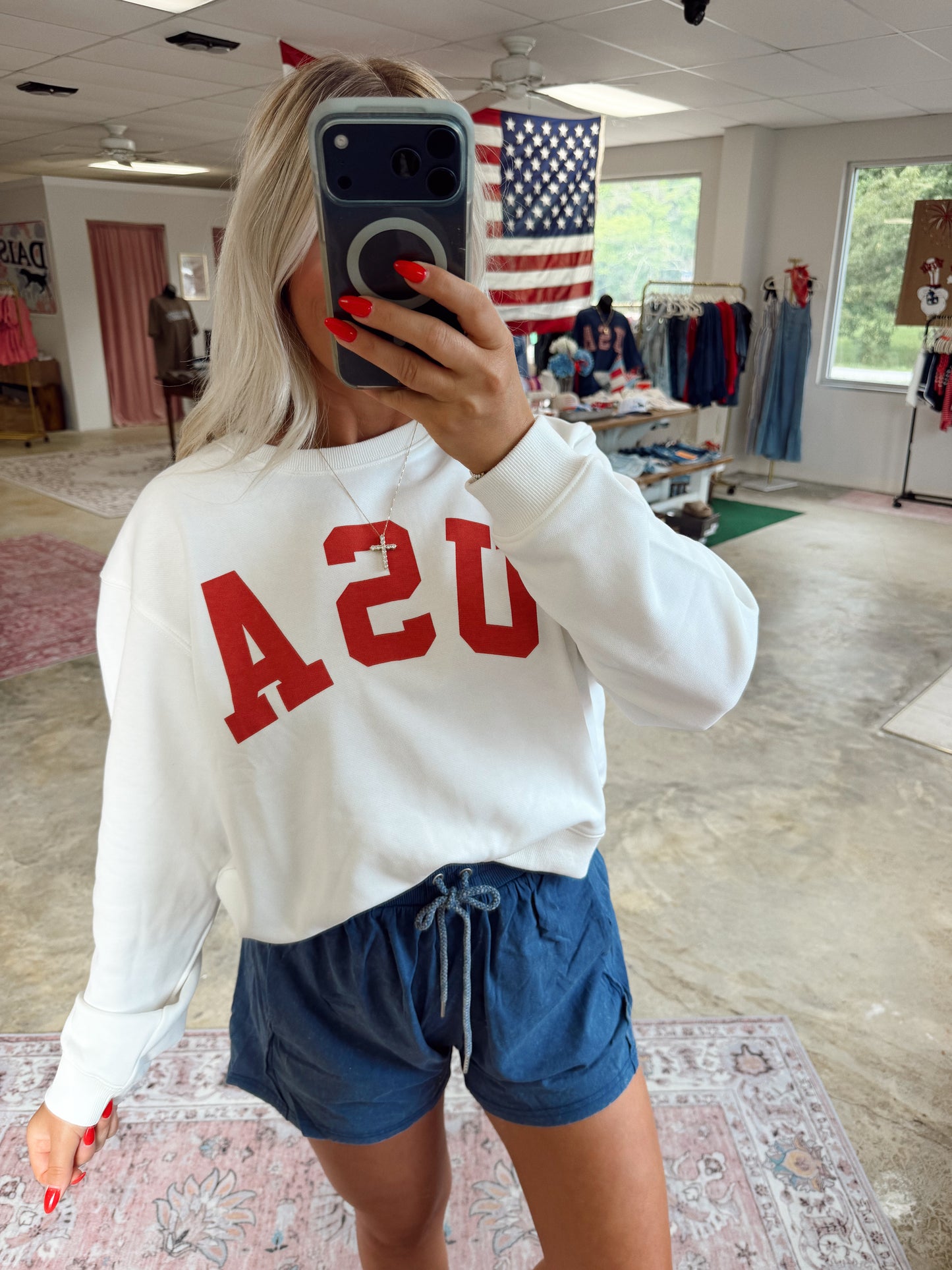 French Terry Crew USA Pullover