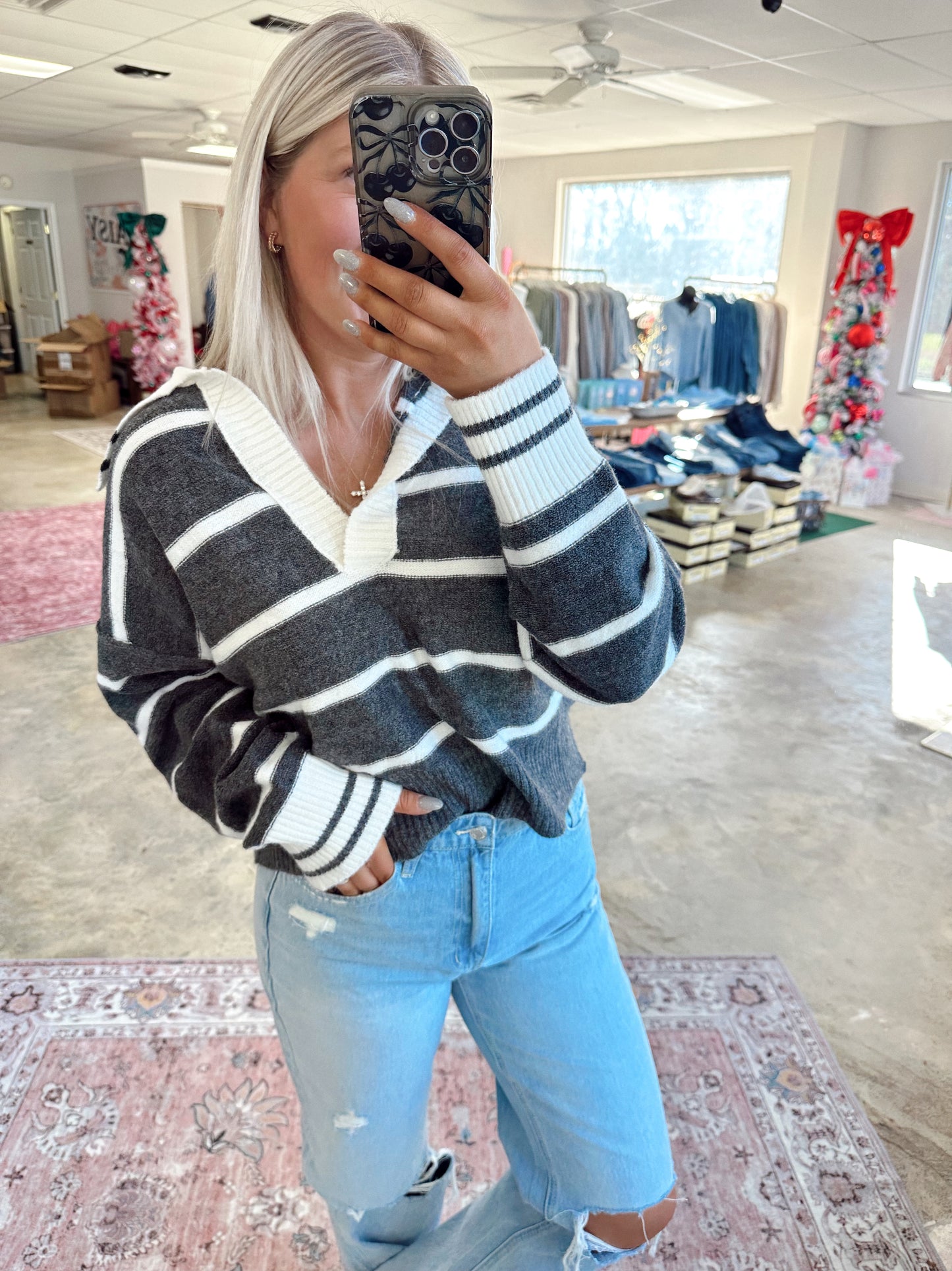 Collared Charcoal Sweater