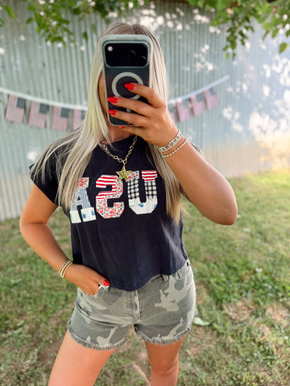 USA FLORAL PATCHWORK SHIRT
