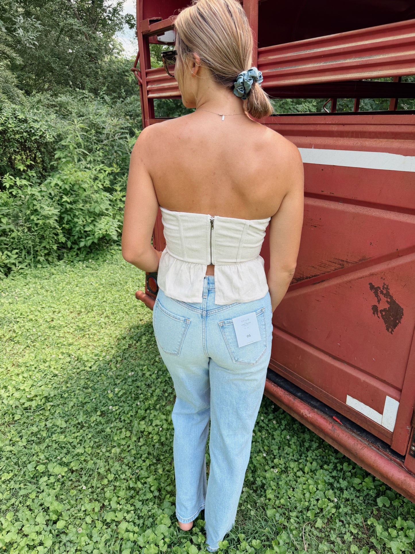 Strapless Corset Peplum Top