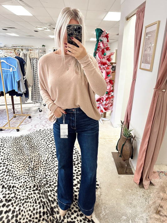 Dark Wash High Rise Flares