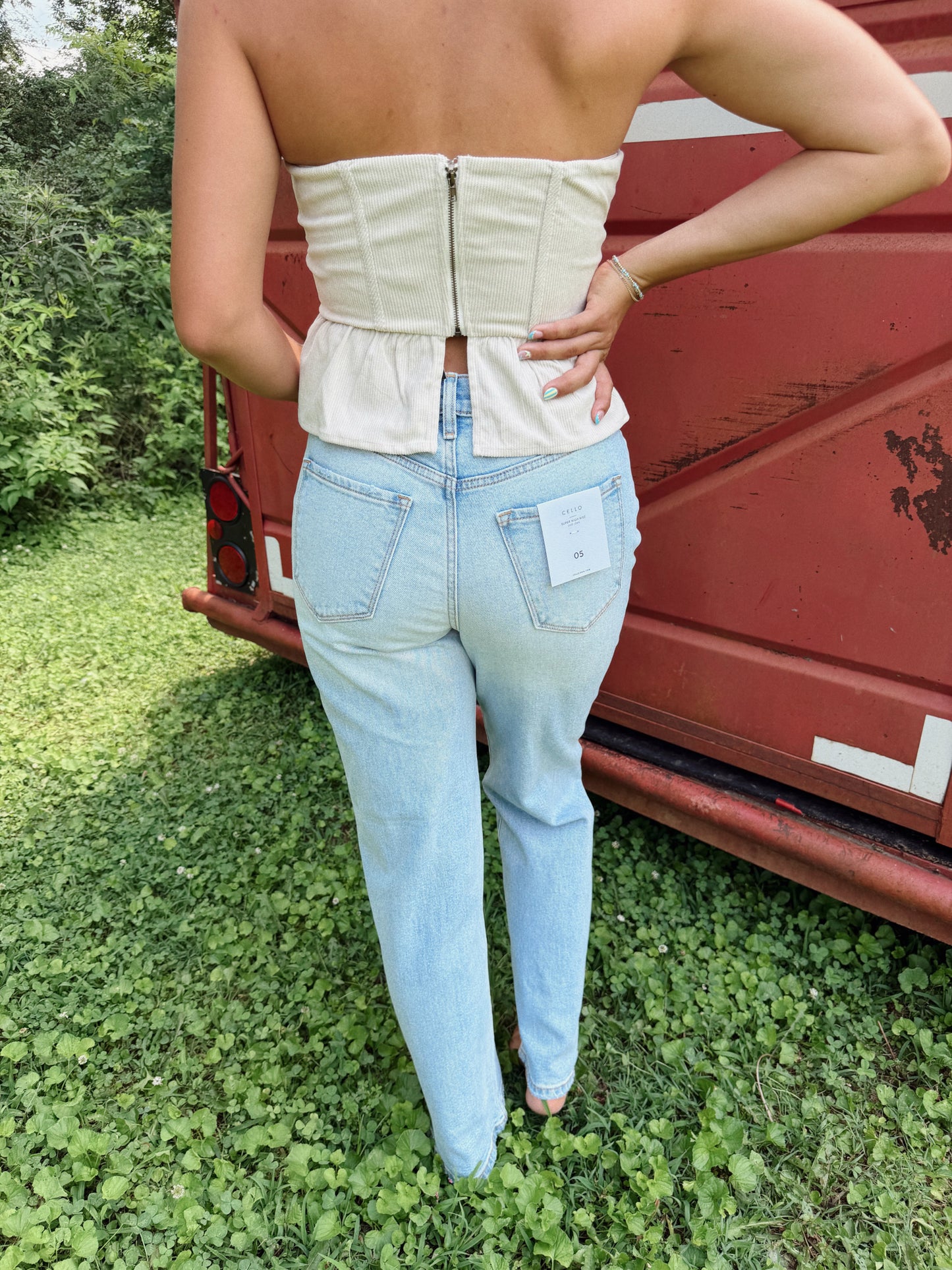 Strapless Corset Peplum Top