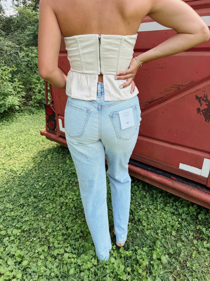 Strapless Corset Peplum Top