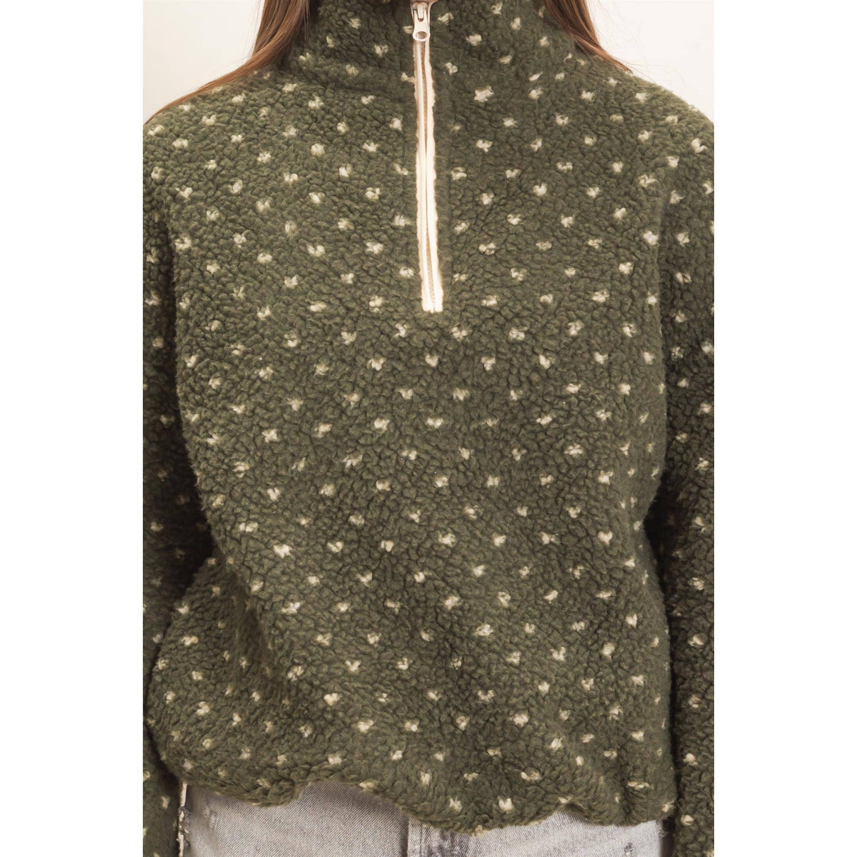 Polka Dot Sherpa Pullover