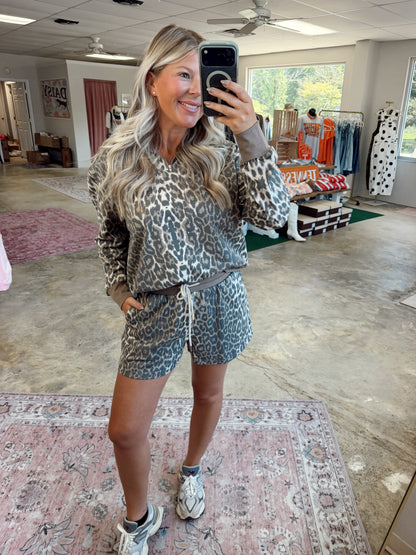 Leopard Half Zip Set