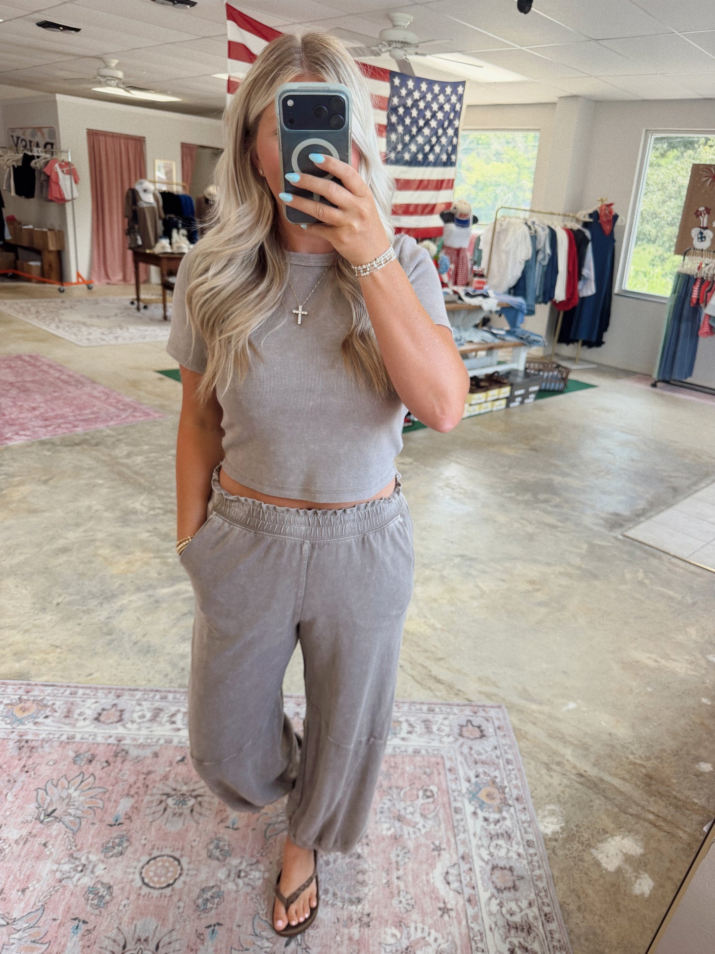 MINERAL WASHED TERRY BUTTER JOGGER PANTS