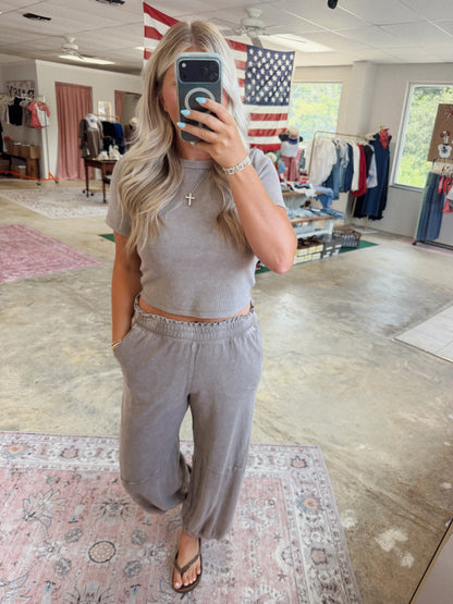 MINERAL WASHED TERRY BUTTER JOGGER PANTS