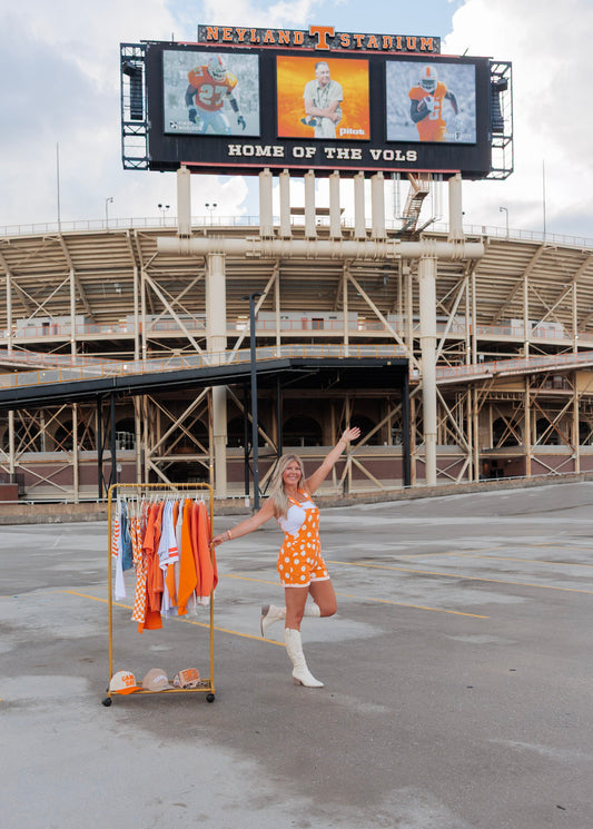GAME DAY POLKA DOT OVERALLS