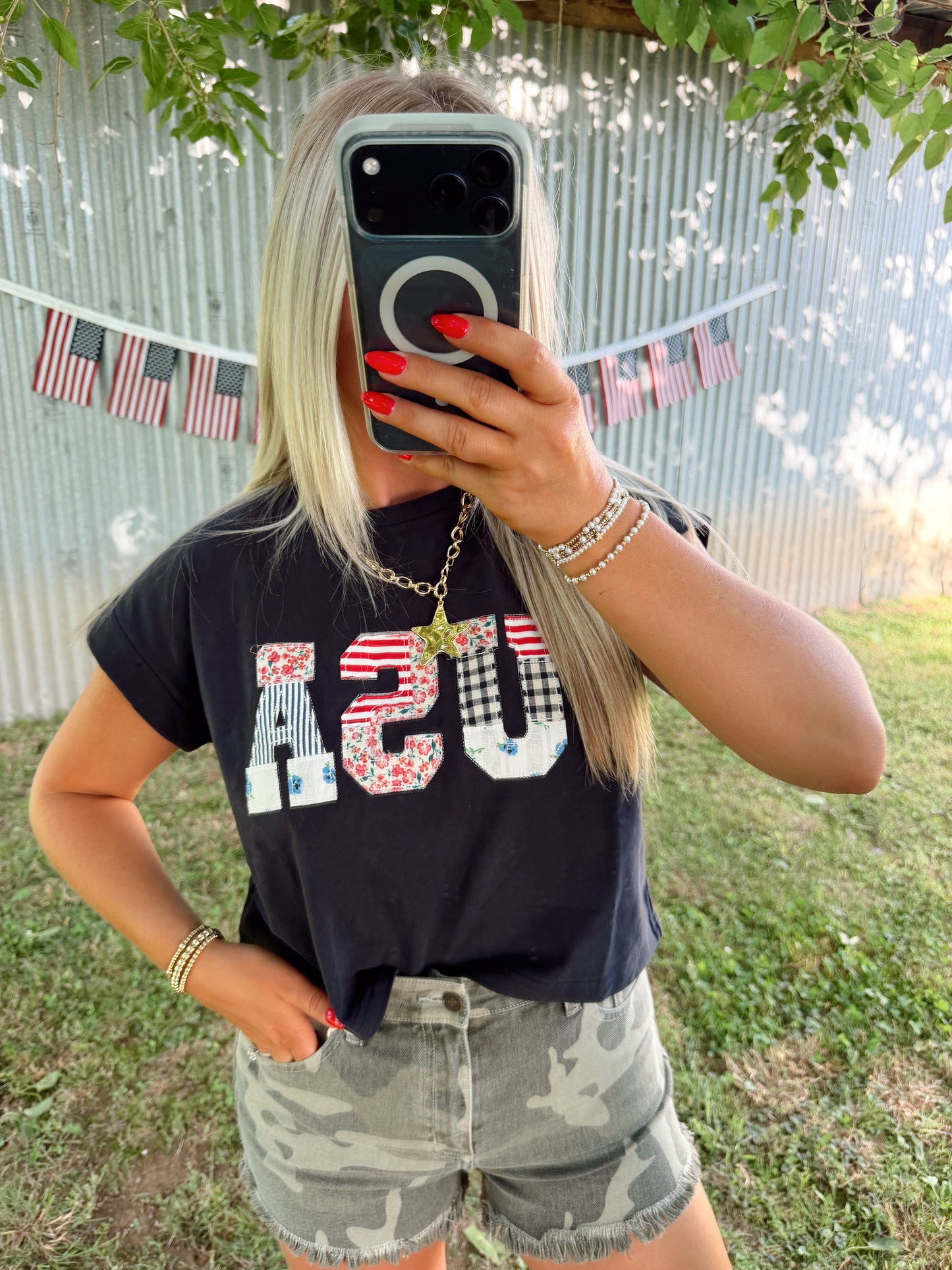 USA FLORAL PATCHWORK SHIRT