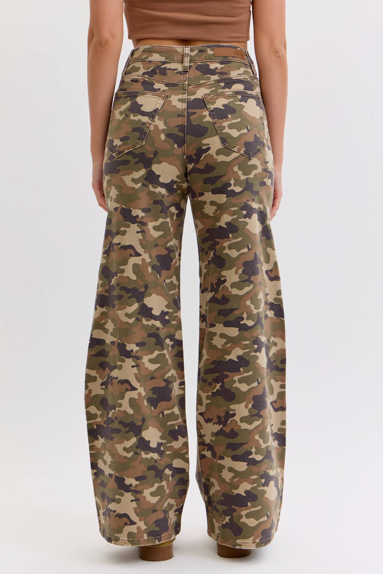Camo High Rise Wide Leg Jeans