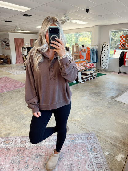 Mineral Wash Button Front Sweatshirt