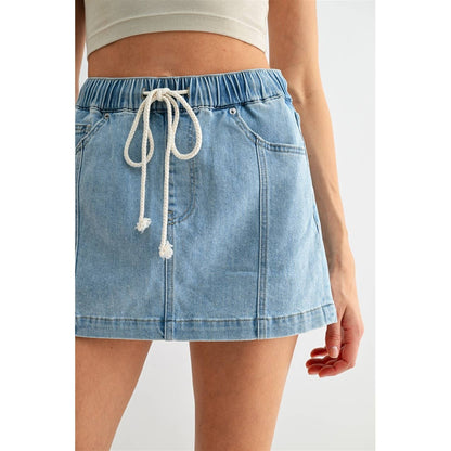 HIGH-RISE PULL ON MINI SKIRT