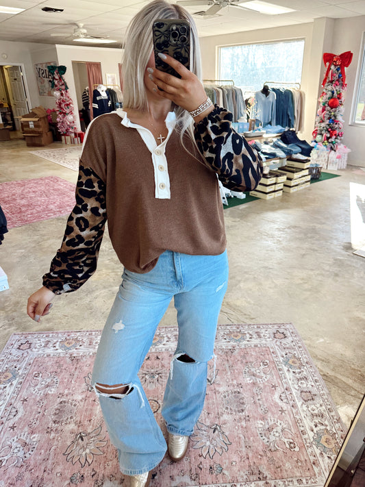 Color Block Cheetah Top