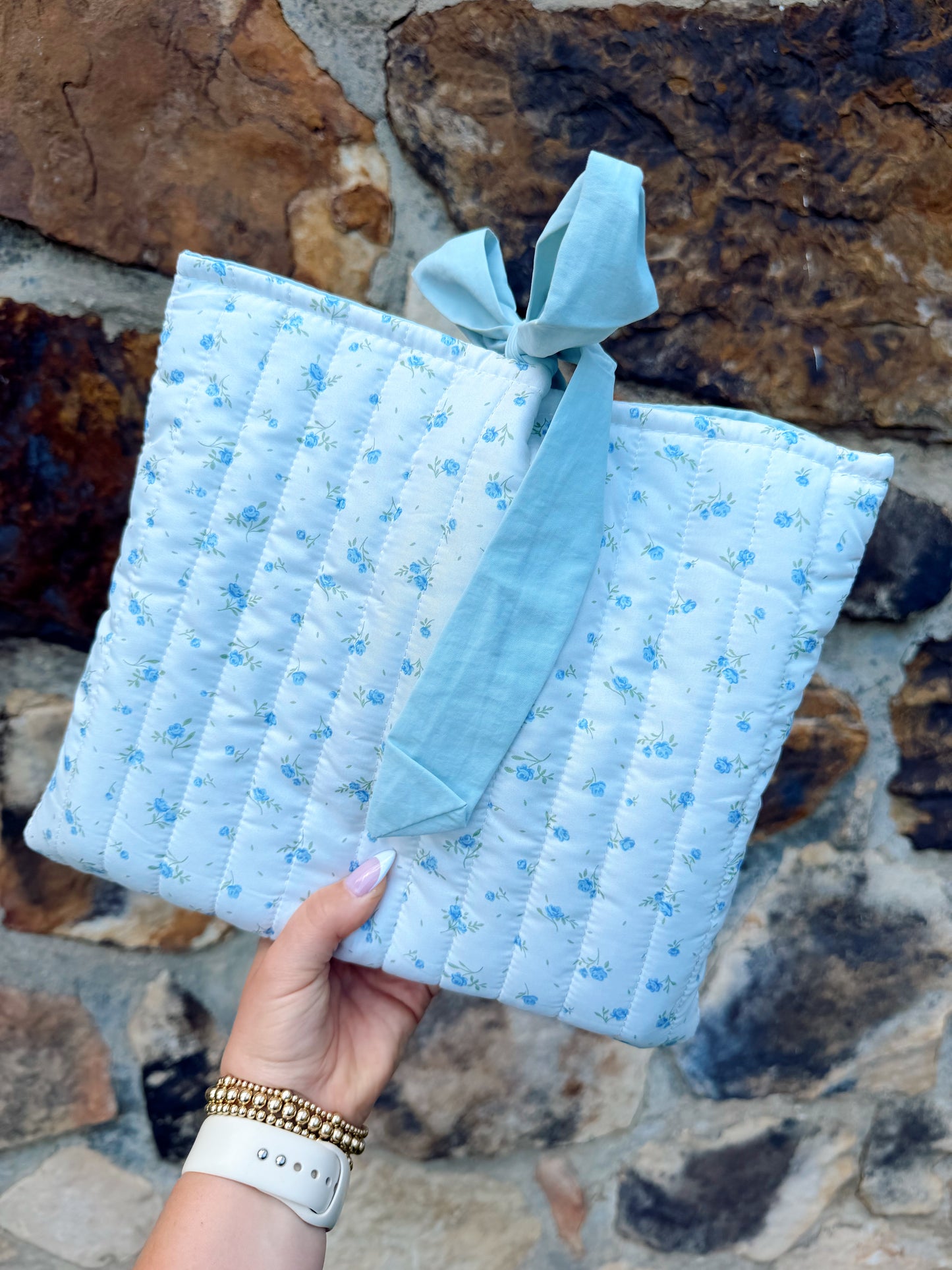 Joy Blue Floral Print Tie Bible Cover