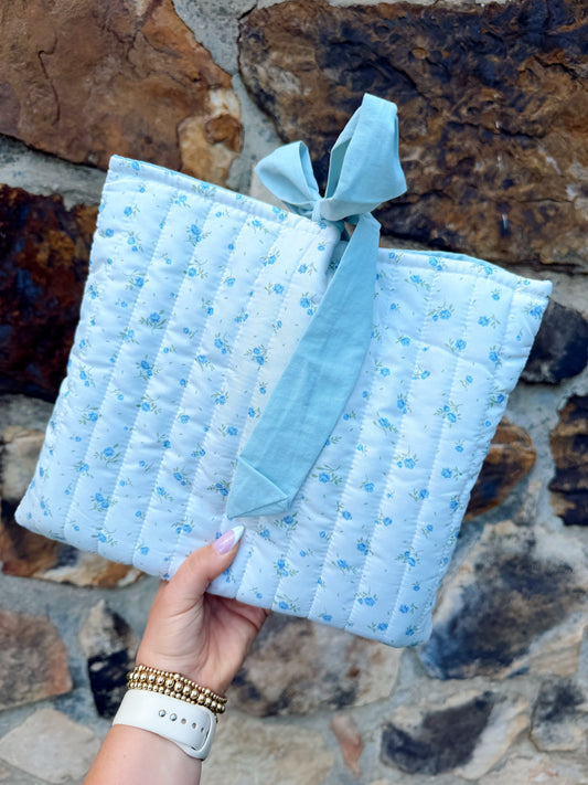 Joy Blue Floral Print Tie Bible Cover