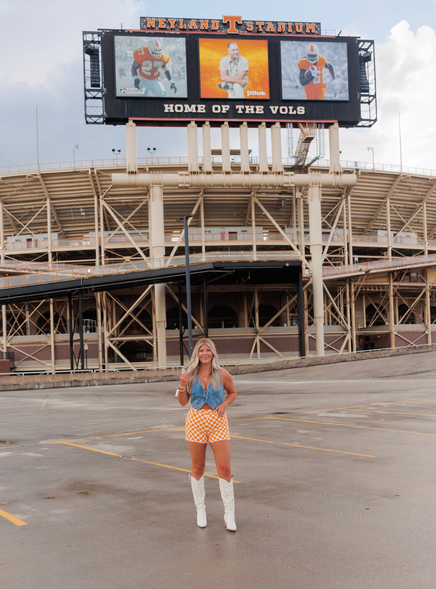 Orange and White Checkered Shorts